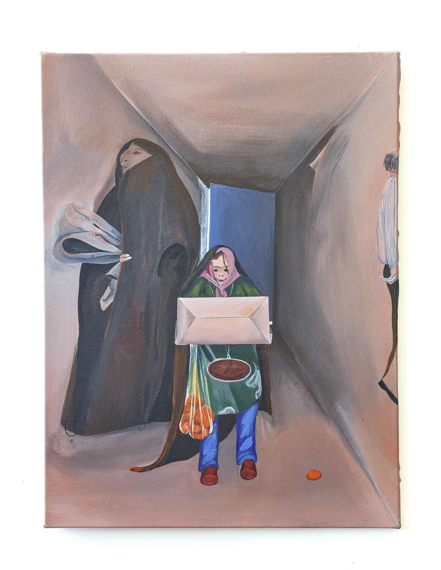 SARA RAHMANIAN, Tangerine and cake, 2024, acrylic on canvas, 24 x 18 inches