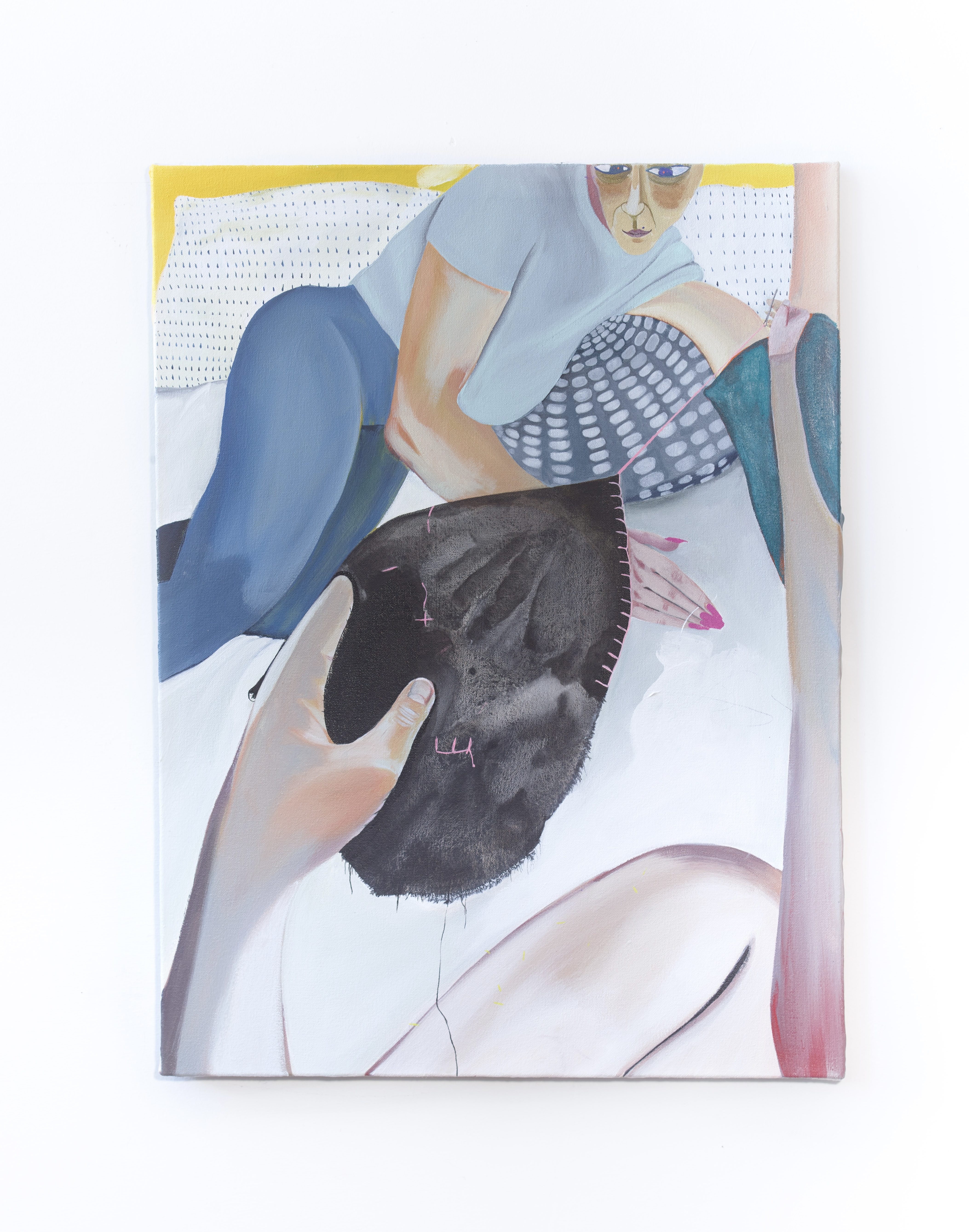 SARA RAHMANIAN, Blanket Stitch, 2024, acrylic on canvas, 24 x 18 inches
